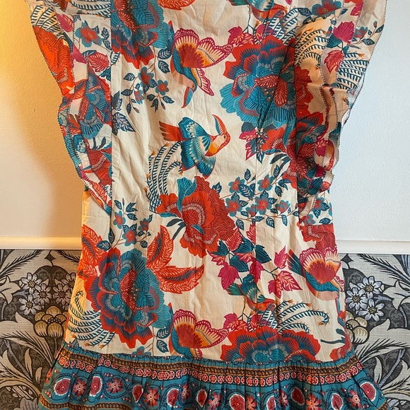 New with tags Farm Rio Magia Floral Ruffle 100% cotton Dress, Small, retail $228 - Picture 7 of 15